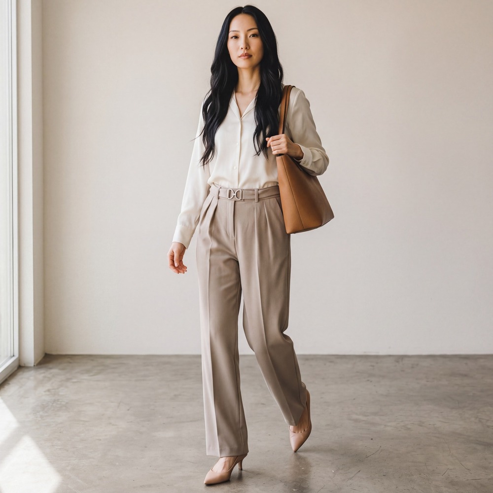 Jules & Leopold Taupe Pleated High Rise Straight Dress Pants XS Neutral Career